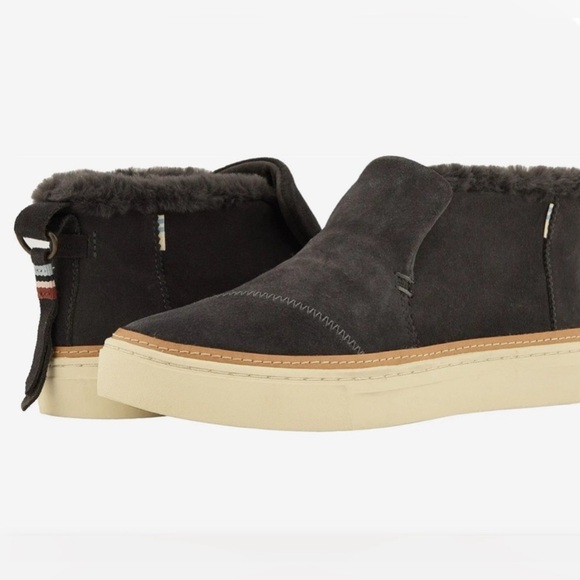 TOMS Women's Paxton Mid Cut Slip-on Forged Iron Grey Suede Faux Fur - Picture 2 of 12